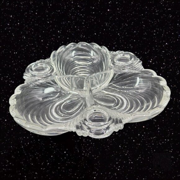 Cambridge Glass 3 Compartment Relish Dish Trefoil Caprice Clear Scalloped 7.5"W - Picture 10 of 13